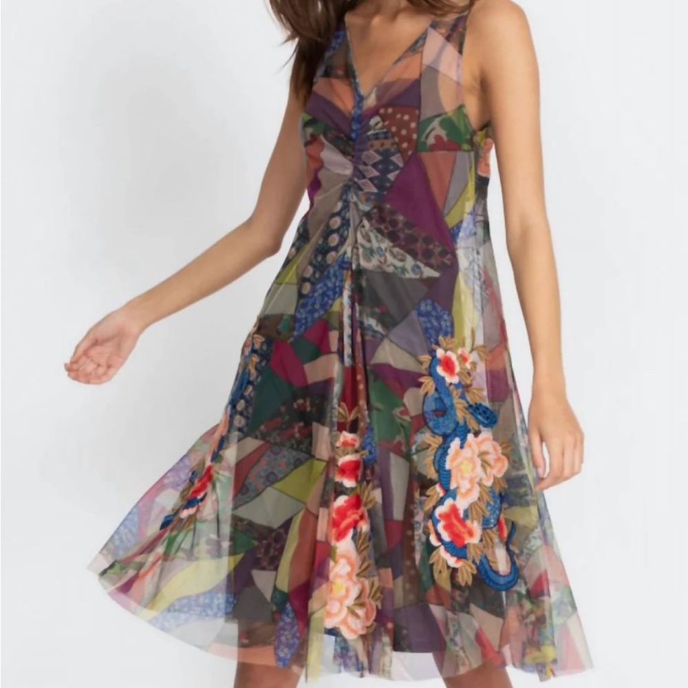 Johnny Was NWT Cassia Mesh dress with slip